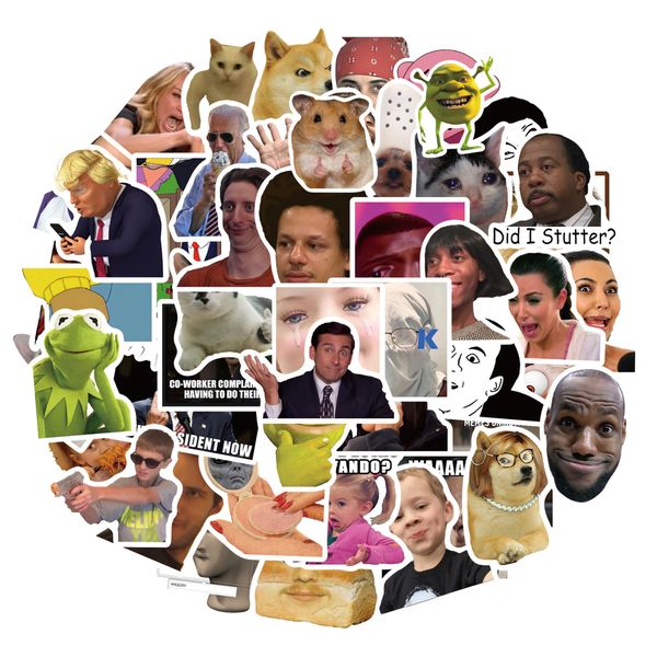 50Pc PVC Funny Meme Stickers For DIY Decor