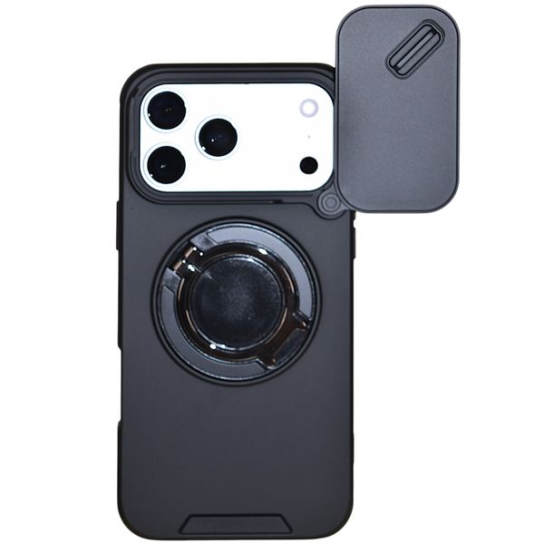 Phone Case with Camera Cover &amp; Magnetic Ring Stand - Compatible with iPhone