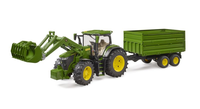 Bruder John Deere 7R 350 with frontloader and Tipping trailer (80cm Long)
