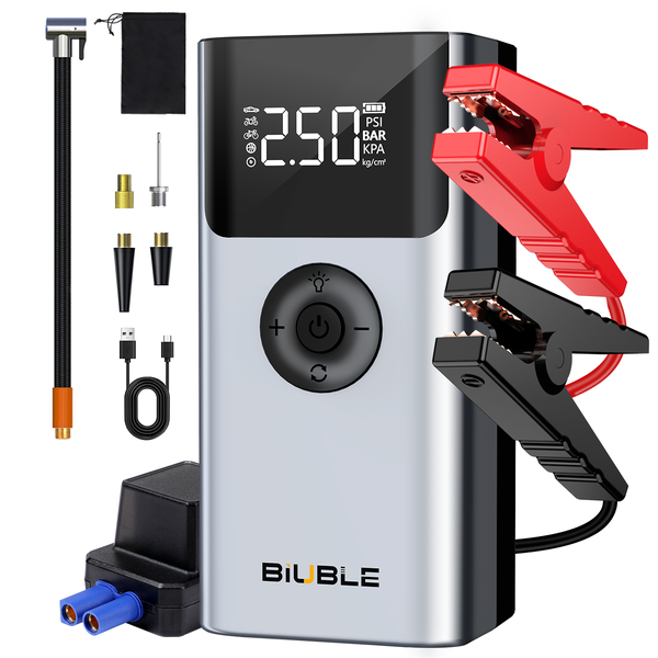 BIUBLE Smart Jump Starter with Air Compressor Powerbank Flashlight For Car