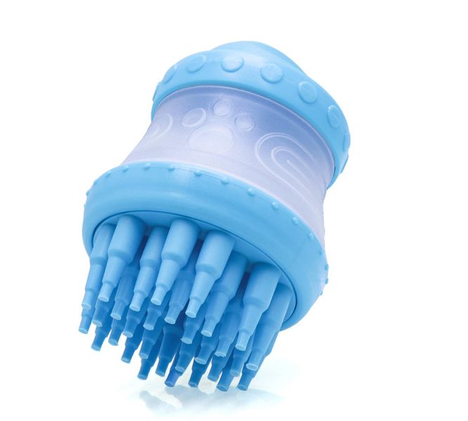 Pet Bath Shampoo Dispenser Brush Massage Comb - Blue