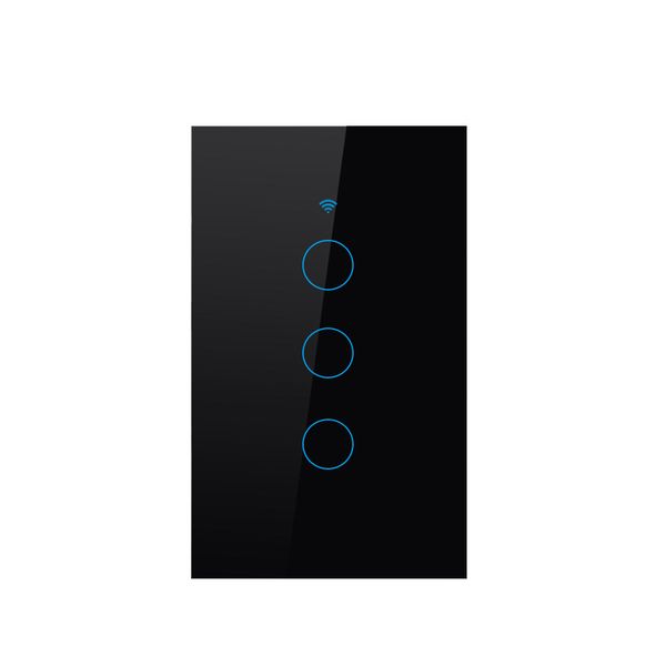 Smart Switch 3 Gang Wifi Black