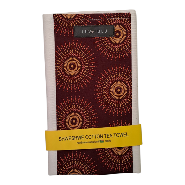 Gift Emporium Shweshwe Maroon &amp; Gold Tea Towel