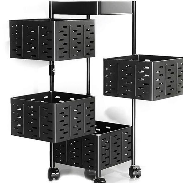 4-Tier Rotating Kitchen Storage Rack Fruit Basket Kitchen Shelf Organizer