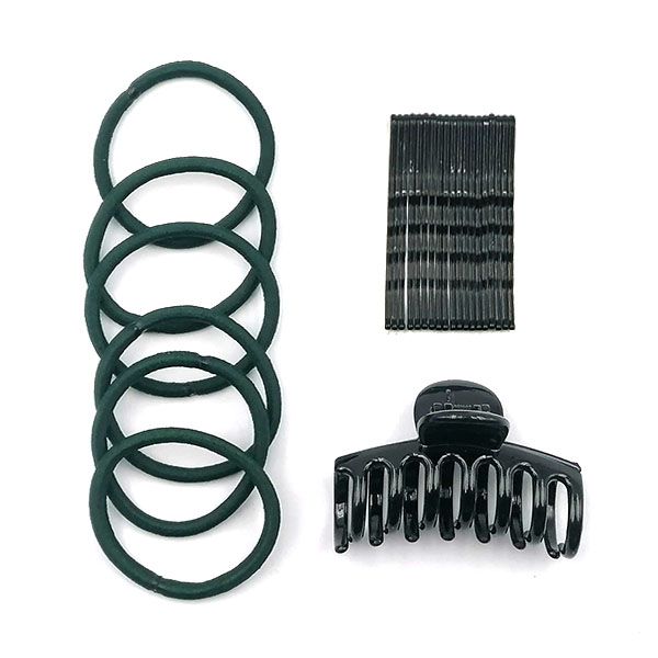 School Hair Accessories - Bottle Green - 27 pieces