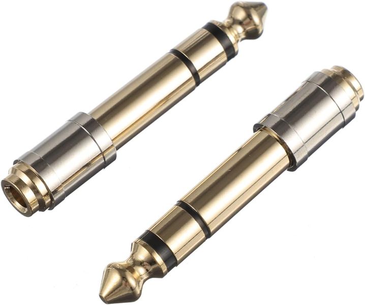 2Pcs Copper Headphone Jack Adapter Male to Female Audio Converter