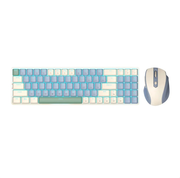 Modern Cream/Blue Wireless Keyboard and Mouse Combo - BS8772