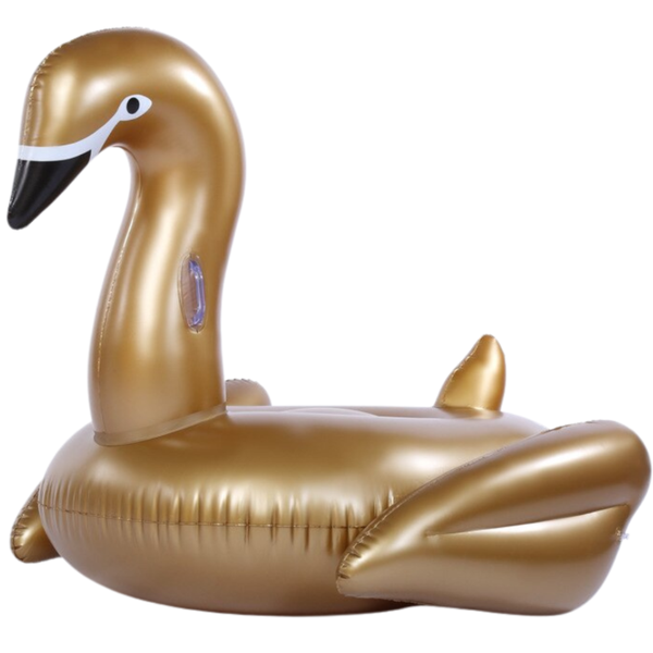 Adult Sized Golden Inflatable Swan Pool Floater - Swimming Pool Accessories