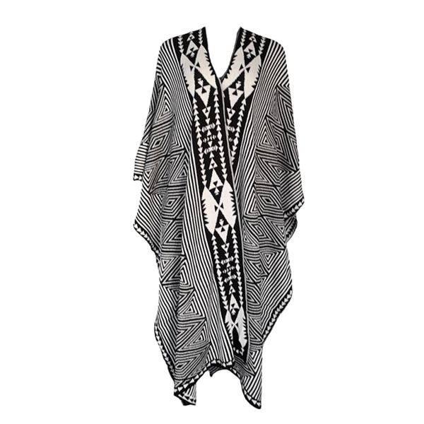 Ladies Black &amp; White Elegance Poncho