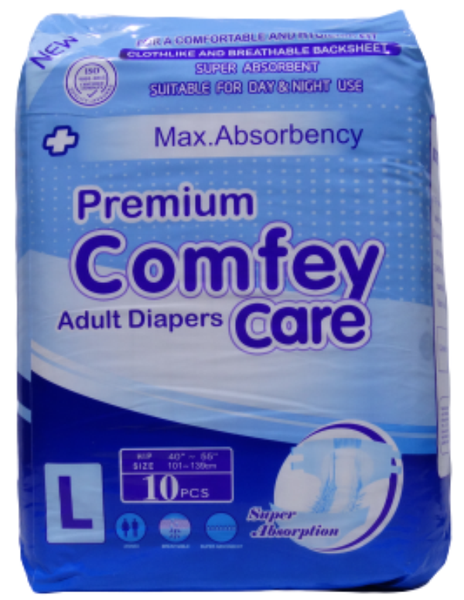 Comfey Care Premium- Adult Diapers - Large - 10 Pieces