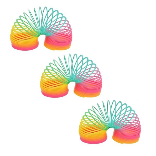 Retro Large Rainbow Slinky Stretchy Spring Fidget Toy - 10cm - Pack of 3