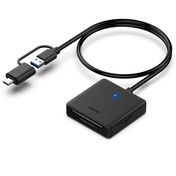BENFEI USB-C / A Male to 4-IN-1 Card Reader W/ CF+SD+TF+MS Slots - Black