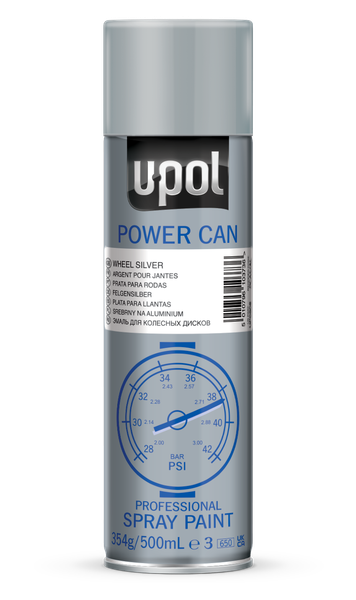 POWER CAN Professional Spray Paint Aerosol Wheel Silver (500ml)