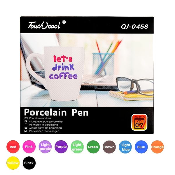 12 Colours Ceramic Markers, Waterproof &amp; Dishwasher Safe,Porcelain