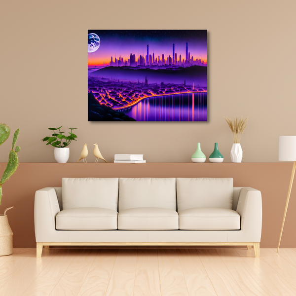 Canvas Wall Art - Serene City Glow