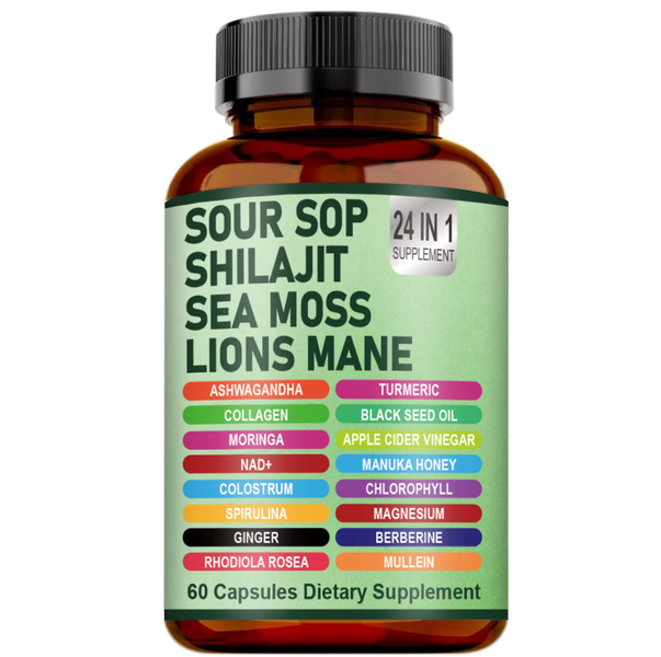 24-in-1 Soursop Supplement with Shilajit Sea Moss &amp; Lion's Mane