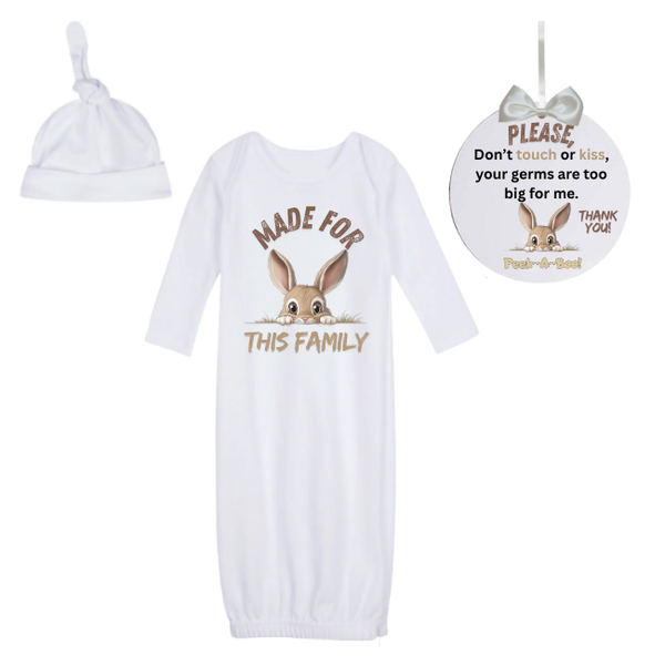 Newborn Going Home Outfit -Sleeping bag &amp; 'No kiss sign'-Peek-a-Boo