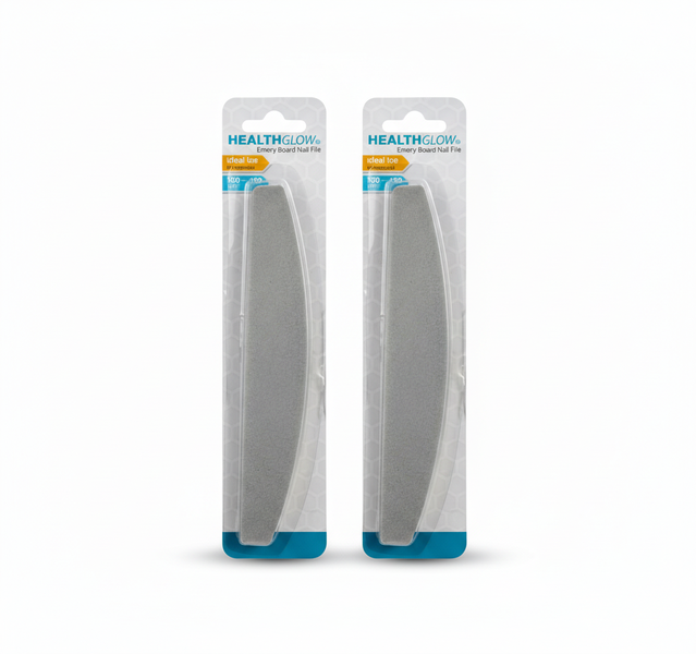 Healthglow Double-Sided Nail File 18cm 100-180 Grit for Acrylic &amp; - 2 Pack