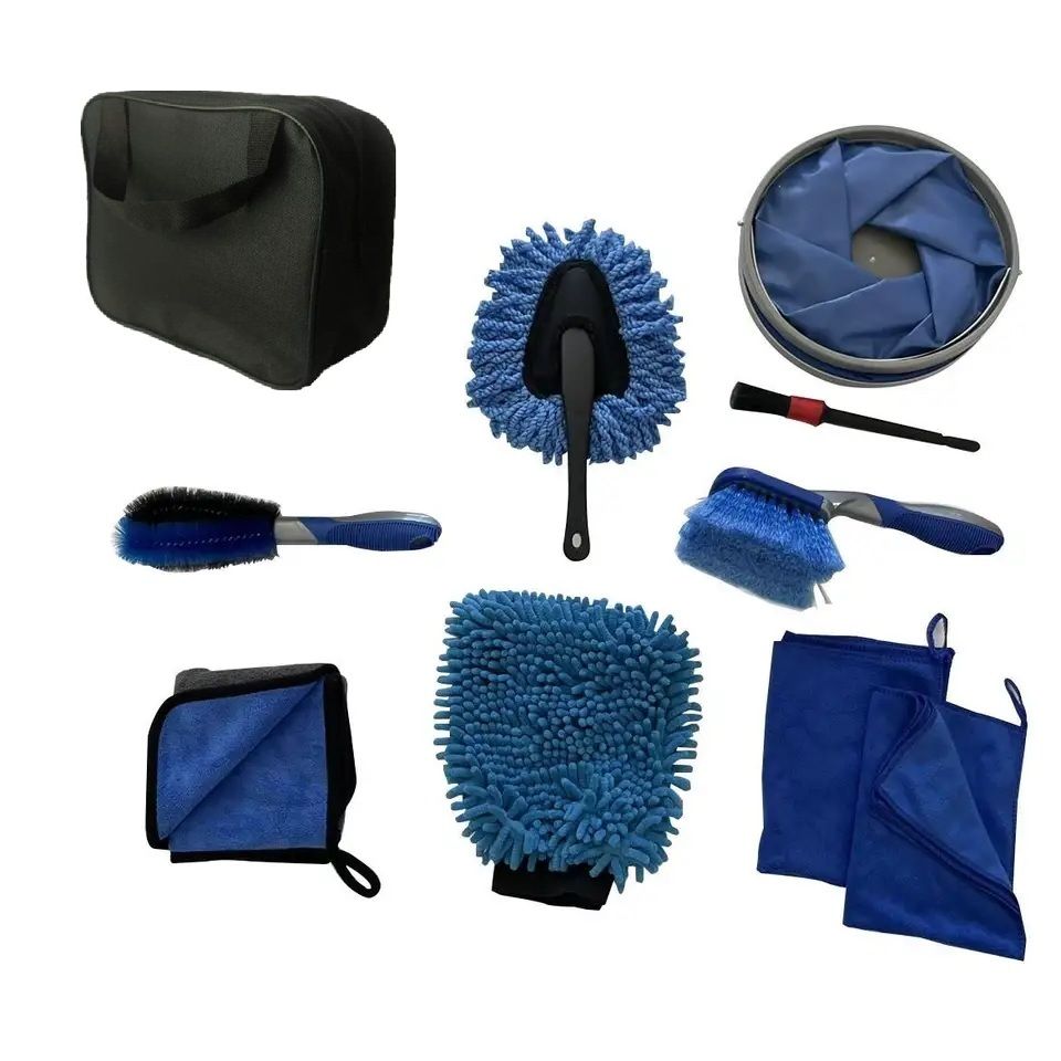 Car Cleaning kit with Foldable Bucket and Storage Bag 10 Piece Shop