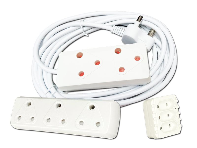 Everlotus extension cord 5M bundle with 3 way multiplug and 1 adapter