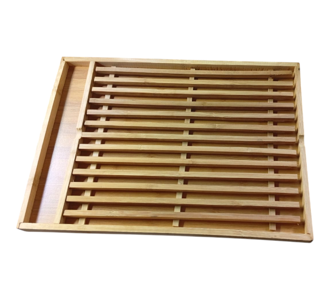 Rectangular Bamboo Bread Cooling Tray with Crumb Catcher