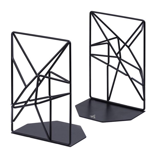 Geometric Design Desktop Bookend for Study Home Office - 2 Piece