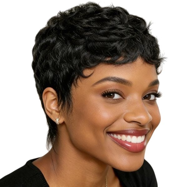 6 Inches Human Hair Pixie Cut Wig for Women