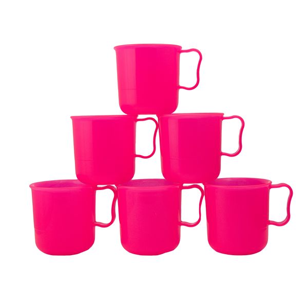 Pink Plastic Mug - 350 ml - 6 Pack