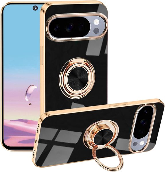 Plating Soft TPU Ring Holder Phone Case Compatible With Google Pixel 10 Pro