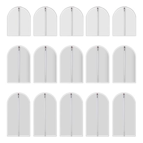 15 Pieces Garment Bag Hanging Suit Zipper Dust Cover Clothes Coat Closet Clear Image