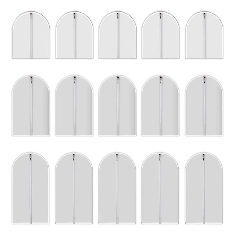 15 Pieces Garment Bag Hanging Suit Zipper Dust Cover Clothes Coat Closet Clear