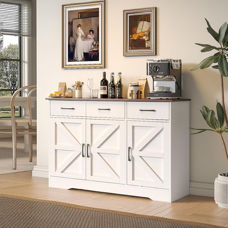 Storage Cabinet TV Stand Shelves Side Table Kitchen Buffet Sideboard Drawer Image