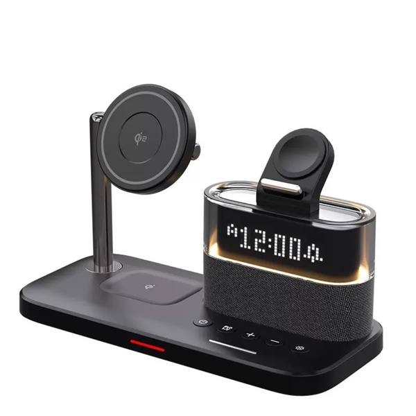 Qi2 5 in 1 Wireless Charger Mag-Safe Charging Station with Clock&amp;LED Light