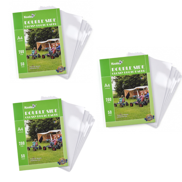 Koala A4 Photo Paper 200gsm Double Sided Glossy Inkjet 50 Sheets-3 Pack