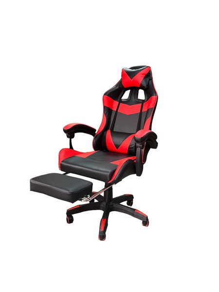 Ergonomic Comfortable Gaming Chair With Leg Rest PU Leather - Red &amp; Black