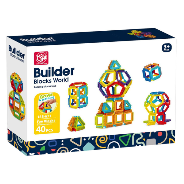 Builder Blocks World STEM Construction Toy Set - 40 Pieces for Building