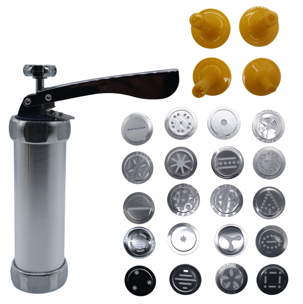 Stainless Steel Biscuit Maker with 20 Moulds and 4 Tips