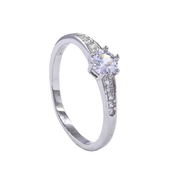 Silverbird 925 Sterling Silver Solitaire Round Cubic Zirconia Ring
