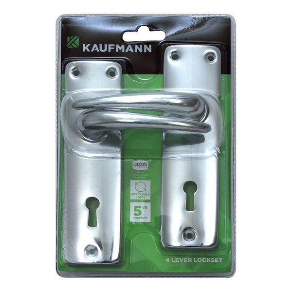 Kaufmann Lockset 4 Lever Sabs Lock + Chrome Plated Handle