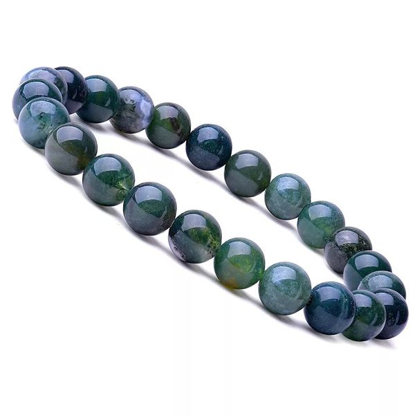 Abundance &amp; Prosperity Green Moss Agate Bracelet. Invite Success - 8mm