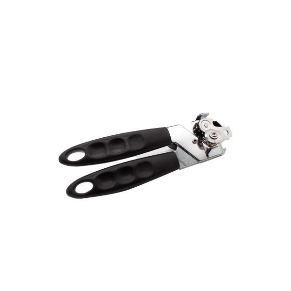 Stainless Steel Can Opener with Black Handles