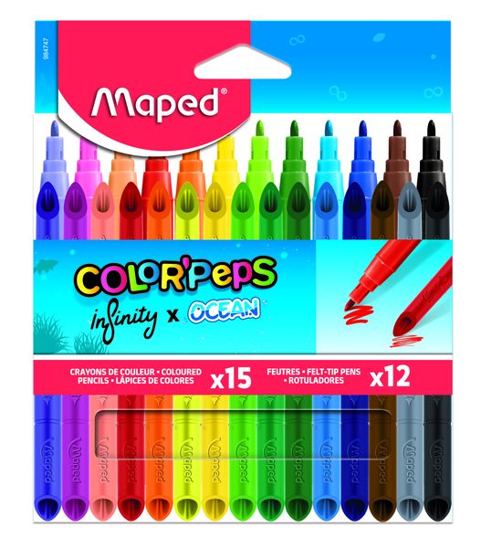 MAPED Colour Pencil Infinity 15's Plus Ocean Felt 12's