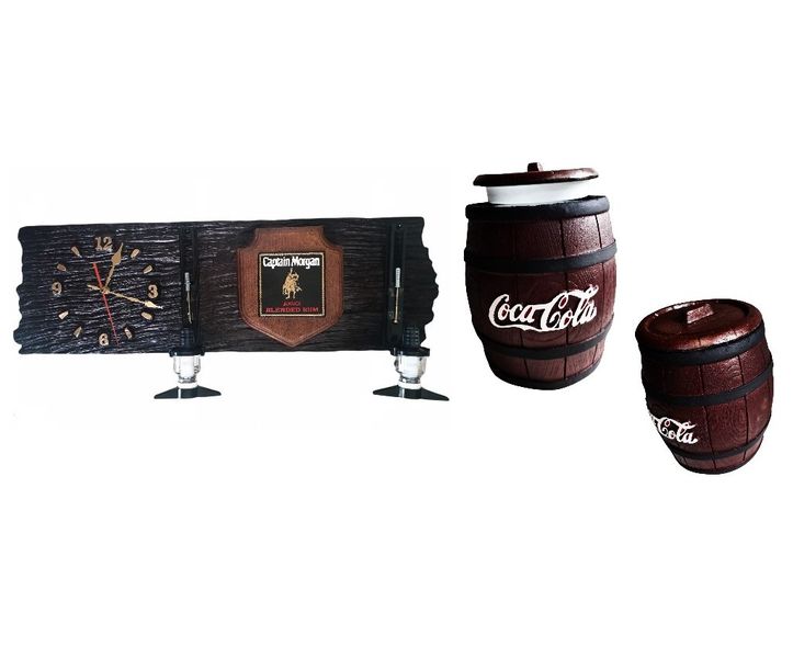 Captain Morgan 2 Optic Liquor Dispenser Clock &amp; Coca-Cola Ice Bucket