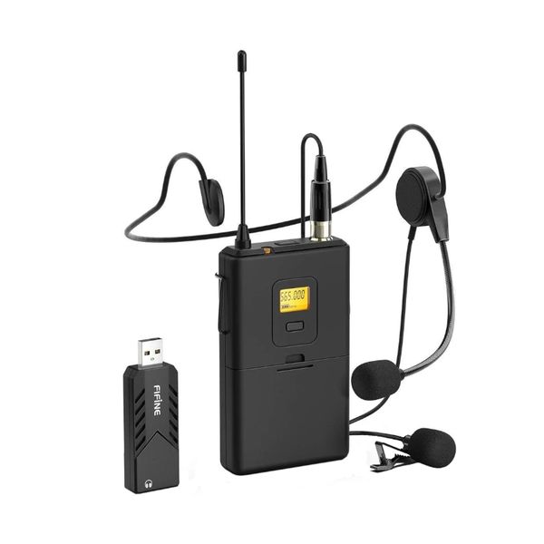 Fifine K031B USB Wireless Lapel Microphone with Headset