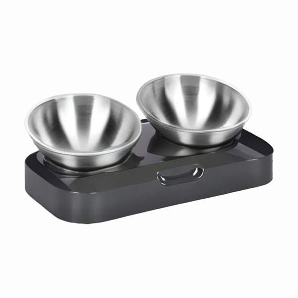 Cat Bowls with Stainless Steel 15 &amp; 0 Tilting Neck Protective Bowl