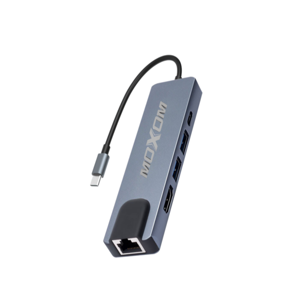 Moxom 5-in-1 USB-C Hub with HDMI, Ethernet, USB 3.0 &amp; PD Charging