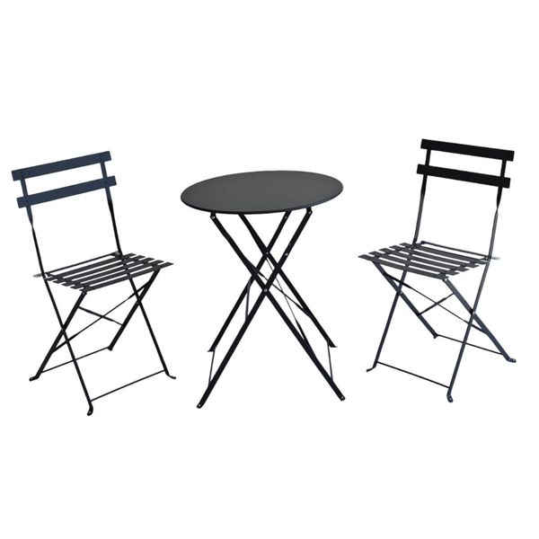 George &amp; Mason- Louise Steel Bistro Patio Set Charcoal