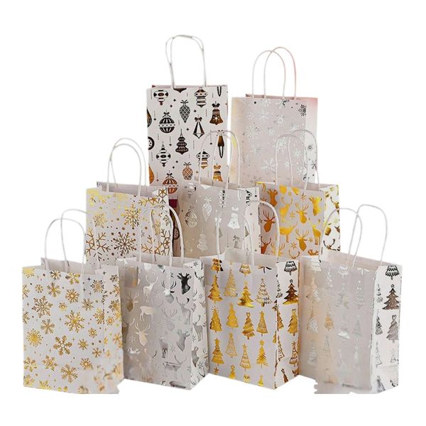 Luxury Metallic Assorted Designs Christmas Foil Gift Bags - Multicolor