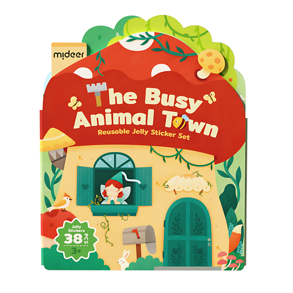 Mideer - Reusable Jelly Sticker Set - The Busy Animal Town - 38pcs