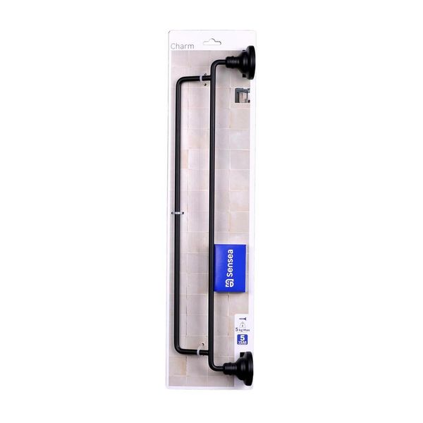 Sensea Charm Double Towel Rail Matt Black 50cm